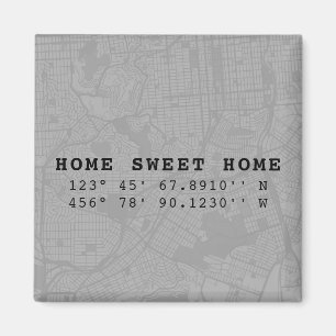 Home Sweet Home   Map & Custom Coordinates   Gray Magnet