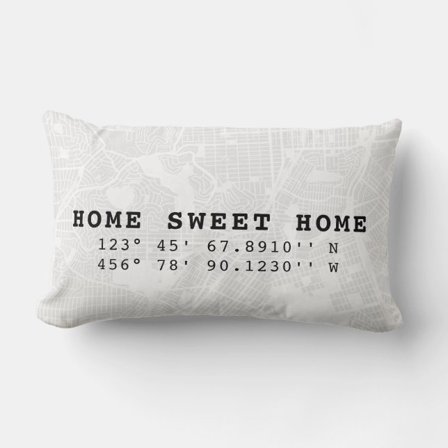 Home Sweet Home | Map & Custom Coordinates Lumbar Cushion (Front)