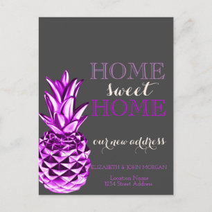 Home Sweet Home,Metallic Pineapple New Address  Announcement Postcard