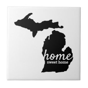 Home Sweet Home Michigan Silhouette Ceramic Tile