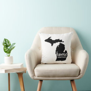 Home Sweet Home Michigan Silhouette Cushion