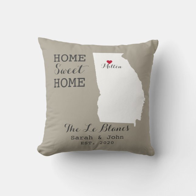 Home Sweet Home | Milton Georgia Rustic Greige Cushion (Front)