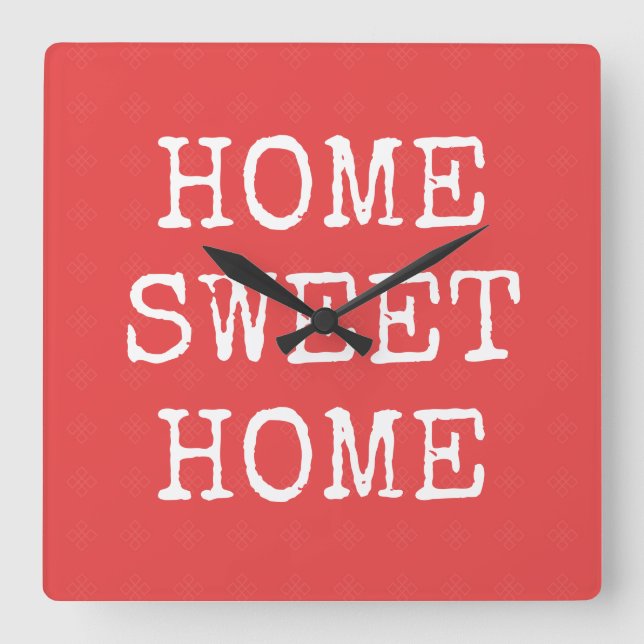 Home sweet home minimal design square wall clock (Front)