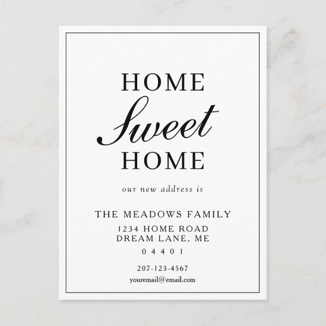 Home Sweet Home Moving Minimalist Elegant Announcement Postcard (Front)