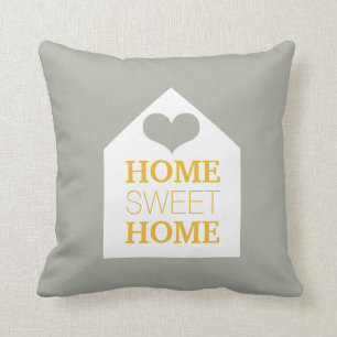 HOME SWEET HOME Mustard Grey & Yellow Pillow