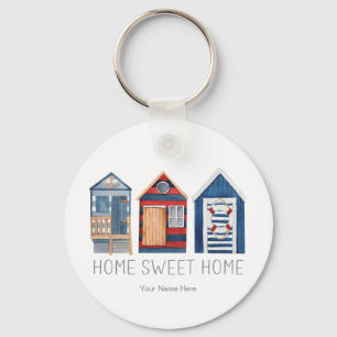 Home Sweet Home Nautical Summer Beach Hut Cabanas  Key Ring