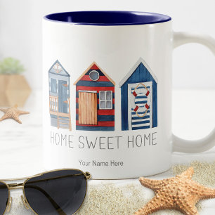 Home Sweet Home Nautical Summer Beach Hut Cabanas Two-Tone Coffee Mug