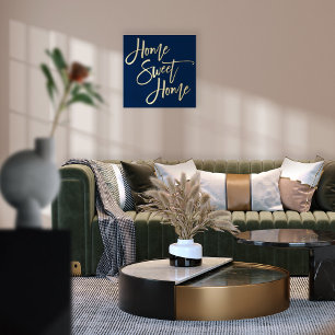 Home Sweet Home Navy Blue Luxury Real Foil Prints