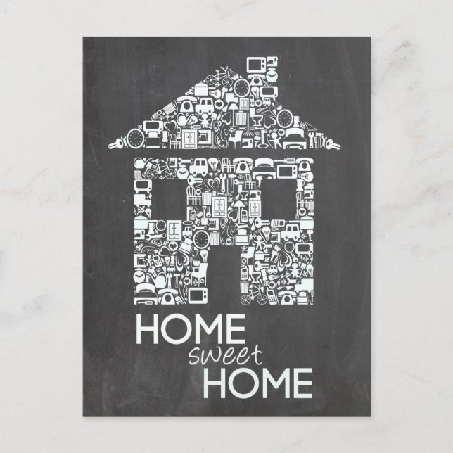 Home Sweet Home New Address Chalk Board Announcement Postcard (Front)