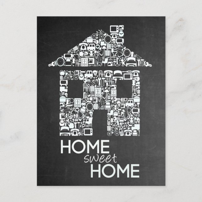 Home Sweet Home New Address Chalkboard Note Card (Front)