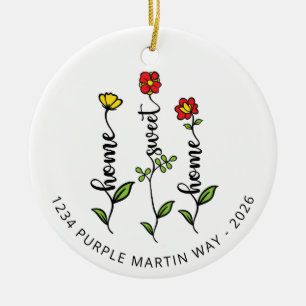 Home Sweet Home New Address Flower Ceramic Ornament