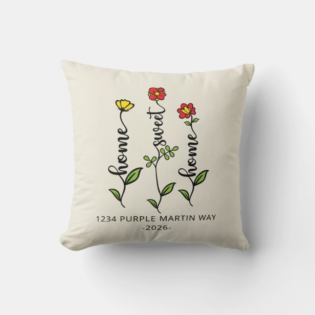 Home Sweet Home New Address Housewarming Cushion (Front)