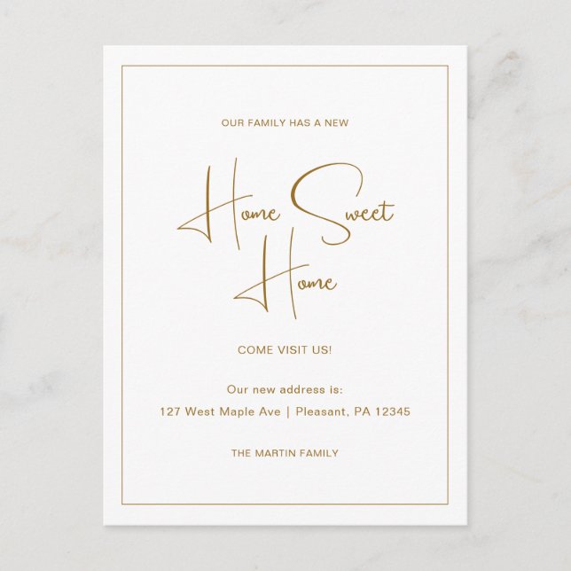 Home Sweet Home New Address Moving Announcement Postcard (Front)