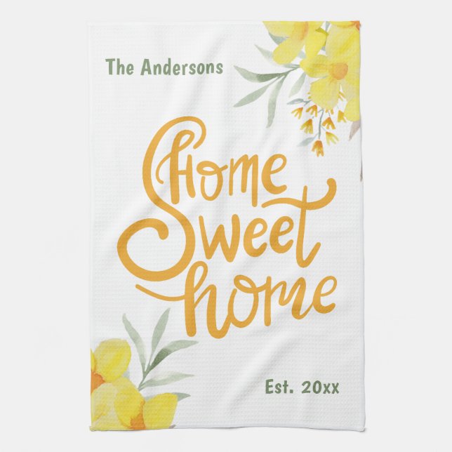 Home Sweet Home New Homeowner Housewarming Pretty  Tea Towel (Vertical)