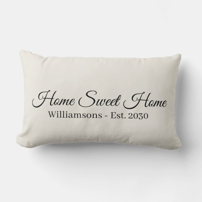 Home Sweet Home offwhite custom script elegant Lumbar Cushion (Front)