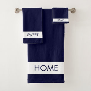 Home Sweet Home on Navy Blue Bath Towel Set