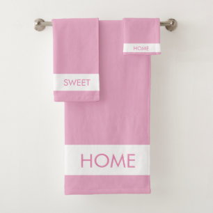Home Sweet Home on Rose Gold & White Bath Towel Set
