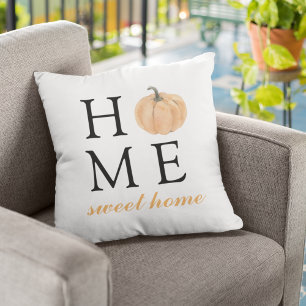 Home Sweet Home   Orange Pumpkin   Fall Season Cushion