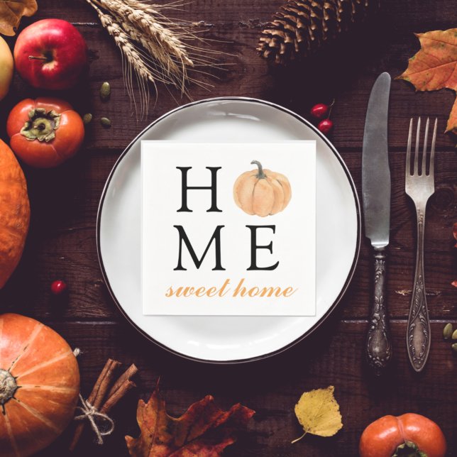 Home Sweet Home | Orange Pumpkin | Fall Season Napkin (Creator Uploaded)