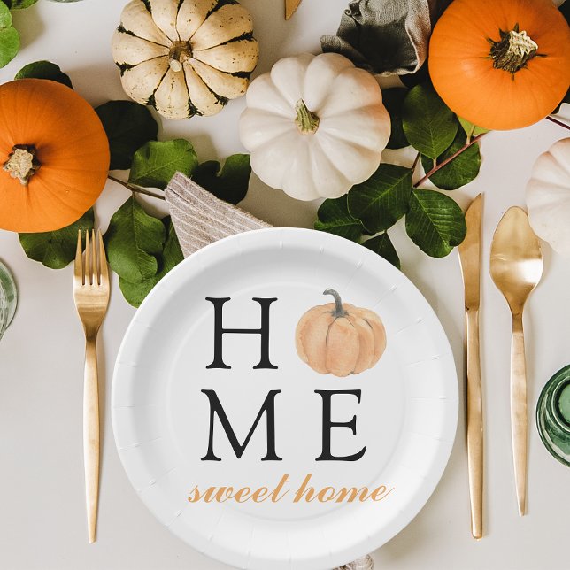 Home Sweet Home | Orange Pumpkin | Fall Season Paper Plate (Creator Uploaded)