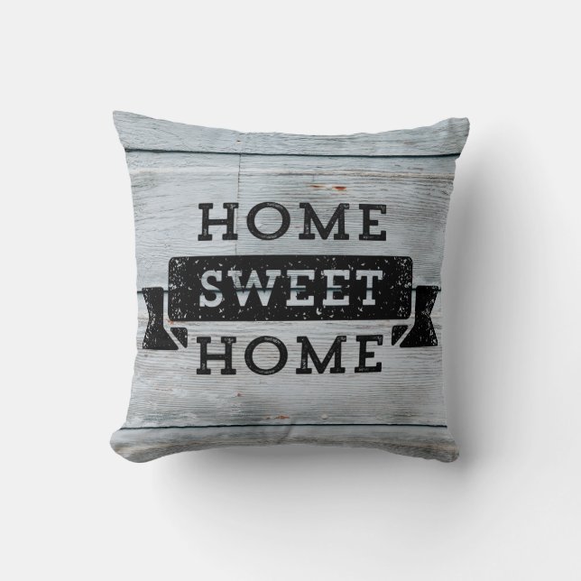 Home Sweet Home Pale Wood Rustic Cushion (Front)