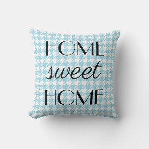 Home Sweet Home Pastel Light Blue Pepita Pattern  Cushion