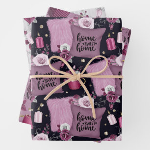 Home Sweet Home Pattern  Wrapping Paper Sheet