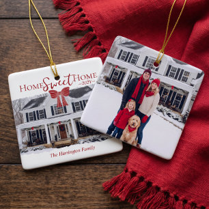 Home Sweet Home Personalised Family Photo Keepsake Ceramic Ornament