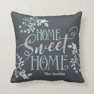 "Home Sweet Home" personalised floral pillow