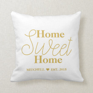 Home Sweet Home Personalised white gold Cushion