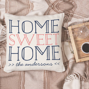 Home Sweet Home Personalized Modern Typography Cushion