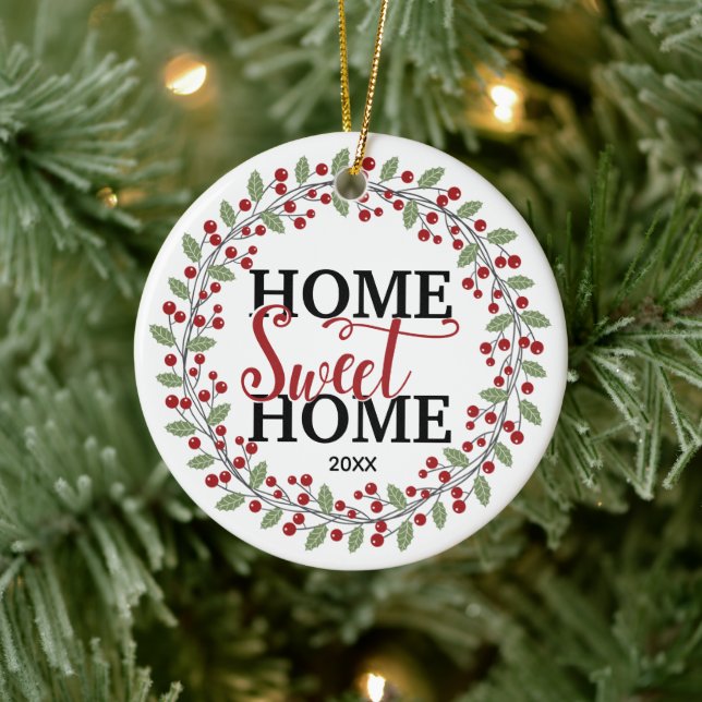Home Sweet Home Photo Christmas Ceramic Ornament (Tree)