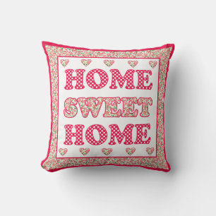 Home Sweet Home Pillow, Red and White Mix'n'Match Cushion