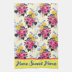 Home Sweet Home Pink Bouquet Country Flowers Towel