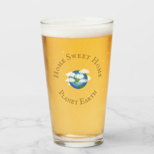 "Home Sweet Home Planet Earth" Sparkling Stars Glass