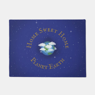 "Home Sweet Home Planet Earth" Whimsical Astronomy Doormat