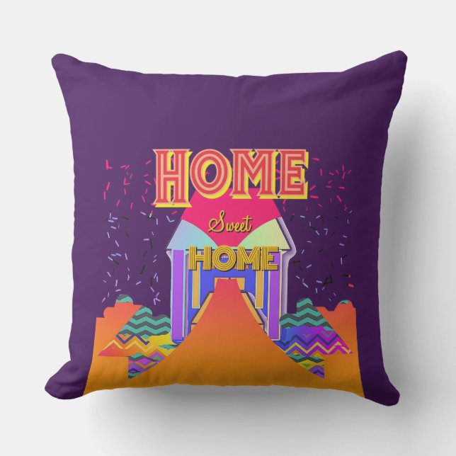 Home Sweet Home Purple   Cushion (Front)