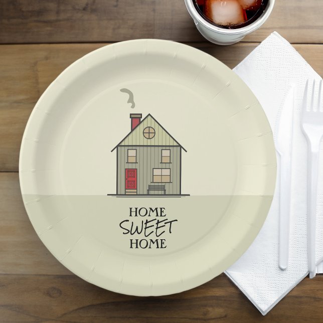 Home Sweet Home Quote Cute Housewarming House Paper Plate (Home Sweet Home Quote Cute Housewarming House Paper Plates)