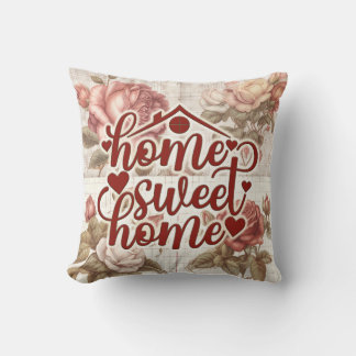 Home Sweet Home Red Heart Vintage Real Estate Gift Cushion