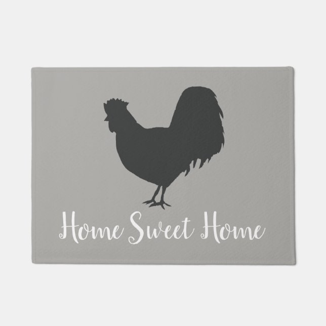 Home Sweet Home Rooster Grey Floor Mat (Front)