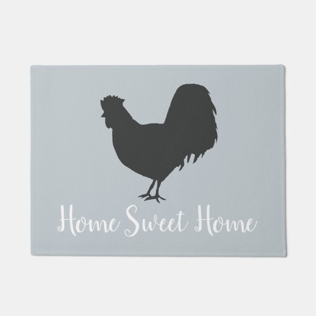 Home Sweet Home Rooster Grey Floor Mat (Front)
