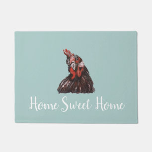 Home Sweet Home Rooster Grey Floor Mat