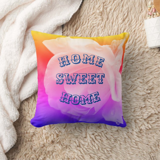 Home Sweet Home Rose Flower Cushion (Blanket)