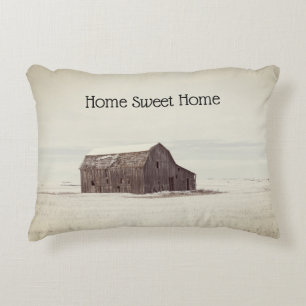 Home Sweet Home Rustic Barn Snow Decorative Cushion