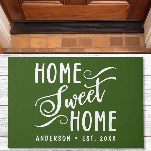 Home Sweet Home Rustic Modern Green Family Doormat (Creator Uploaded)