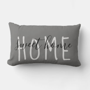 Home Sweet Home Rustic Modern Grey Lumbar Cushion