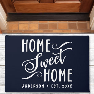 Home Sweet Home Rustic Modern Navy Family Doormat
