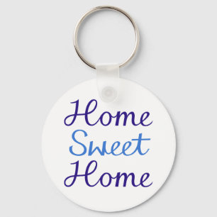 Home Sweet Home Script Design Blue & Cyan Key Ring