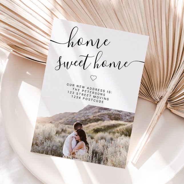 Home sweet home script modern photo moving announcement postcard (Creator Uploaded)