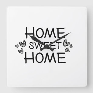 Home sweet home script  square wall clock